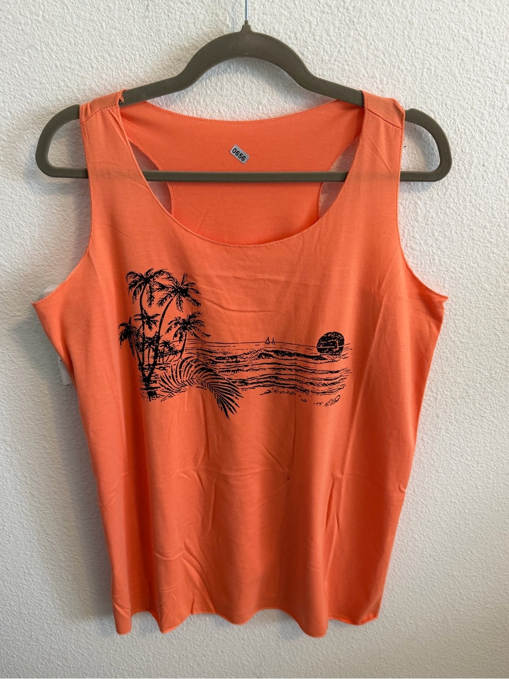 Orange Graphic Swim Coverup Tank - Unbranded